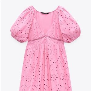 Zara - Pink Openwork Embroidered Dress